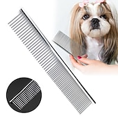 abordables Toilettage pour chiens-peigne pour animaux de compagnie en acier inoxydable animaux de compagnie chien chat toilettage double rangée dents peignes épilation à poils brosse peigne râteau