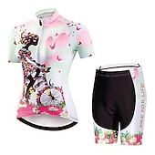 Χαμηλού Κόστους Γυναικεία σετ ρούχων-Γυναικεία Φανέλα και σορτς ποδηλασίας Κοντομάνικο Ποδηλασία Βουνού Ποδηλασία Δρόμου Καλοκαίρι Άνοιξη Θαλασσί Κίτρινο Ανθισμένο Ροζ Με Μοτίβο Άνθινο / Βοτανικό Λουλούδι Αστείος Ποδήλατο