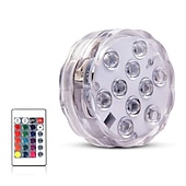 baratos Luzes Subaquáticas-10 led submersível luzes controle remoto rgb mudando debaixo d&#039;água luzes à prova d &#039;água para lagoa piscina fonte aquário vaso banheira de hidromassagem banheira decoração de festa iluminação 1 pcs