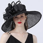 economico Cappelli da Festa-Cappelli copertura cappello a secchiello in tulle organza cappello da sole matrimonio Kentucky corsa di cavalli giornata delle donne moda stile vintage con fiore a fiocco copricapo copertura per