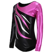 halpa Taitoluisteluharjoitusasu-Voimistelu trikoot Naisten Tyttöjen Kokopuku Voimistelupuku Spandex Erittäin elastinen Hengittävä Käsintehty sparkly Pitkähihainen Kouluts Kilpailu Tanssi Rytminen voimistelu Telinevoimistelu Sininen