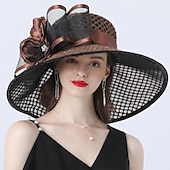 economico Cappelli da Festa-Cappelli copertura cappello a secchiello in tulle organza cappello da sole matrimonio Kentucky corsa di cavalli giornata delle donne moda stile vintage con fiore a fiocco copricapo copertura per