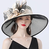 economico Cappelli da Festa-Cappelli copertura cappello a secchiello in tulle organza cappello da sole matrimonio Kentucky corsa di cavalli giornata delle donne moda stile vintage con fiore a fiocco copricapo copertura per