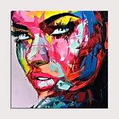 economico Ritratti-pittura a olio 100% fatto a mano dipinto a mano arte della parete su tela bellezza donne viso colorato ritratto astratto moderno decorazione della casa arredamento tela arrotolata senza cornice non
