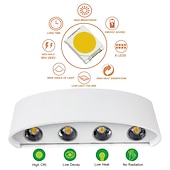 זול נורות קיר חוץ-אורות קיר חיצוניים 8w led אלומיניום מנורת קיר פמוט פנימי למעלה למטה ip65 עמיד למים לבן שחור מודרני לפטיו גינה מדרגות חדר שינה מעבר מסלול חדר אמבטיה אור