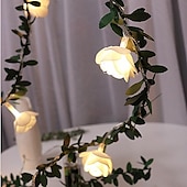 cheap Battery String Lights-Elegant Wedding Reception Party 6M LED String Light Artificial Green Leaf Ivy Vine, Battery-Powered Decorative Lighting for Christmas,  Home, Wedding, Valentine&#039;s Day &amp; Garden Decor