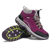 cheap Women&#039;s Sneakers-Women&#039;s Waterproof Purple Hiking Boots with Lace-Up Closure and Cushioned Sole - Ideal for Outdoor Adventures