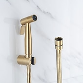 お買い得  ビデ用蛇口-ビデトイレスプレーセット-ハンドヘルドビデスプレーキット-イスラム教徒のセルフクリーニング用バスルームハンドシャワー-プレミアムステンレススチールベビークロスおむつスプレーコンボ洗面所ゴールド