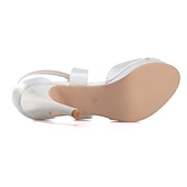 baratos Sandálias de salto-Sapatos de salto alto com tiras de cetim roxo para mulheres – sandálias de coquetel plataforma com fecho de fivela para festas noturnas e casamentos