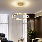 abordables Design Anneau et Rond-80 cm cercle pendentif lumière or lustre de luxe en aluminium anodisé LED moderne