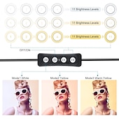 お買い得  リングライト-LEDリングライトランプ6&quot;15cmデスクトップ三脚スタンドYouTubeビデオメイク用tiktokミニLEDカメラライト、携帯電話ホルダー付き、3つのライトモード&amp;amp; 11輝度レベル