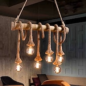billiga Klusterdesign-6-ljus 80 cm taklampa led klusterdesign trä / bambu matsalskedja / sladd justerbar 110-120v 220-240v