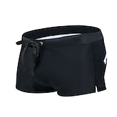 voordelige heren boxer zwembroek-Voor heren Boardshorts Zwemshorts Lange zwembroeken Trekkoord met Mesh-voering Zak met rits Effen Kleur Sneldrogend Comfortabel Feestdagen Zwembad Hawaii Casual / sportief Slank Zwart Wit Lage Taille