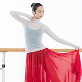 preiswerte Ballettbekleidung-Atmungsaktives Balletttop Split Joint Damen Training Performance Langarm Tüll