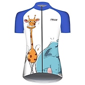 abordables Maillots pour femmes-Femmes Maillot de cyclisme Animal Eléphant Girafe Manche Courte Cyclisme Maillot Top avec 3 poches arrière VTT Vélo tout terrain Cyclisme sur route Résistant aux UV Séchage Rapide Poche Arrière