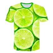 abordables Camisetas 3D-Hombre Bloque de color Fruta 3D Camiseta Manga Corta Camiseta Escote Redondo Camisa Exagerado Básico Diario Deportes Verde Claro Ropa Talla Grande S L XL 2XL 3XL