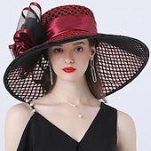 economico Cappelli da Festa-Cappelli copertura cappello a secchiello in tulle organza cappello da sole matrimonio Kentucky corsa di cavalli giornata delle donne moda stile vintage con fiore a fiocco copricapo copertura per