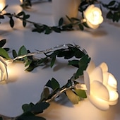 cheap Battery String Lights-Elegant Wedding Reception Party 6M LED String Light Artificial Green Leaf Ivy Vine, Battery-Powered Decorative Lighting for Christmas,  Home, Wedding, Valentine&#039;s Day &amp; Garden Decor