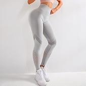 cheap Yoga Leggings &amp; Tights-Women&#039;s Running Tights Leggings Compression Pants Mesh High Waist Base Layer Sports &amp; Outdoor Athletic Winter Tummy Control Butt Lift Quick Dry Fitness Gym Workout Running Sportswear Activewear Solid