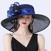 economico Cappelli da Festa-Cappelli copertura cappello a secchiello in tulle organza cappello da sole matrimonio Kentucky corsa di cavalli giornata delle donne moda stile vintage con fiore a fiocco copricapo copertura per