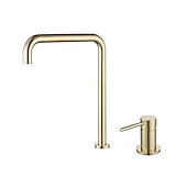 abordables Classiques-Robinet de lavabo de salle de bain, finition noir/chrome/or brossé/or rose répandu mitigeur de lavabo à deux trous mitigeur de lavabo robinet de salle de bain avec interrupteur chaud et froid