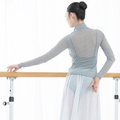 preiswerte Ballettbekleidung-Atmungsaktives Balletttop Split Joint Damen Training Performance Langarm Tüll
