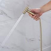 お買い得  ビデ用蛇口-ビデトイレスプレーセット-ハンドヘルドビデスプレーキット-イスラム教徒のセルフクリーニング用バスルームハンドシャワー-プレミアムステンレススチールベビークロスおむつスプレーコンボ洗面所ゴールド