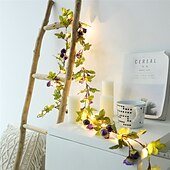 cheap Battery String Lights-Elegant Wedding Reception Party 2M Fairy Flower Leaf Garland String Lights, Battery Powered 20 LED Copper Wire for Christmas Holiday, Wedding, Party and Forest Themes