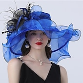 voordelige Feesthoeden-Tulle Hoed Mode Vintage Stijl Elegant Luxe Organza Hoeden Hoofdbedekking met Strikbloem Trim 1 PC Bruiloft Paardenrace Melbourne Cup Dames Dag Hoofddoek om indruk te maken Race Dag Jurk 2025