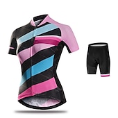 abordables Conjuntos de ropa para hombre-Mujer Maillot de Ciclismo con Culotte Manga Corta MTB Bicicleta Montaña Ciclismo Carretera Verano Primavera Otoño Rosa Morado Naranja Color sólido Rayas Retazos Bicicleta Almohadilla 3D Ciclismo
