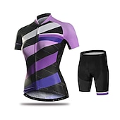 abordables Conjuntos de ropa para hombre-Mujer Maillot de Ciclismo con Culotte Manga Corta MTB Bicicleta Montaña Ciclismo Carretera Verano Primavera Otoño Rosa Morado Naranja Color sólido Rayas Retazos Bicicleta Almohadilla 3D Ciclismo
