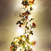 cheap Battery String Lights-Elegant Wedding Reception Party 2M Fairy Flower Leaf Garland String Lights, Battery Powered 20 LED Copper Wire for Christmas Holiday, Wedding, Party and Forest Themes