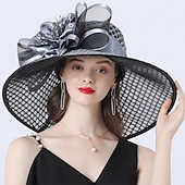 economico Cappelli da Festa-Cappelli copertura cappello a secchiello in tulle organza cappello da sole matrimonio Kentucky corsa di cavalli giornata delle donne moda stile vintage con fiore a fiocco copricapo copertura per