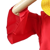 cheap Anime Costumes-Monkey D. Luffy Anime Cosplay Costume Outfits Cosplay Suits Halloween Carnival Masquerade Top Pants Belt For Men's Adults