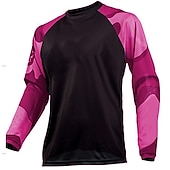 ieftine Tricouri pentru bărbați-Bărbați Jersey de ciclism Downhill Jersey Jachetă Dirt Bike Manșon Lung Ciclism montan Ciclism stradal Iarnă Negru / Portocaliu Negru + violet închis Negru Geometică Bicicletă Jerseu Termic cald
