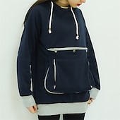 cheap Dog Travel Essentials-Big Kangaroo Pouch Hoodie Women Pet Pocket Hoodie Sweatshirt Dog Cat Carry Pocket Hooded Pullover Sportswear