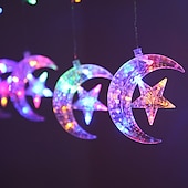 levne Ramadán dekorace světla-elegantní svatební hostina ramadán eid string lights - 12pcs moon &amp;amp; hvězda, 2,5m led záclonová lampa, svatba &amp;amp; festivalová dekorace, neonová lucerna pohádková světla pro svátek eid al-fitr