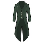 voordelige Trenchcoat voor heren-Voor heren Winterjack Winterjas Jas Feest V-hals Punk &amp; Gothic Jasje bovenkleding Effen Groen Paars Rood / Lange mouw / Lang