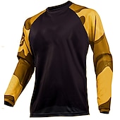 ieftine Tricouri pentru bărbați-Bărbați Jersey de ciclism Downhill Jersey Jachetă Dirt Bike Manșon Lung Ciclism montan Ciclism stradal Iarnă Negru / Portocaliu Negru + violet închis Negru Geometică Bicicletă Jerseu Termic cald
