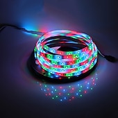abordables Bandes lumineuses à brancher-Bande lumineuse LED 12 V DC 5,5 x 2,1 mm, connecteur SMD 2835, 16,6 pi, 5 mètres, ruban lumineux adapté à la maison, à la cuisine, aux fêtes, à Noël, etc. (sans adaptateur secteur)