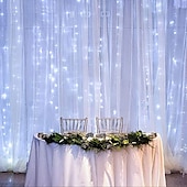 cheap USB String Lights-LED Window Curtain String Lights 3x3m Wedding Decoration 300 LEDs with 8 Lighting Modes Christmas Fairy Lights Home Décor Lights for Wedding Bedroom Party Garden Patio
