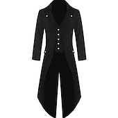 voordelige Trenchcoat voor heren-Voor heren Winterjack Winterjas Jas Feest V-hals Punk &amp; Gothic Jasje bovenkleding Effen Groen Paars Rood / Lange mouw / Lang