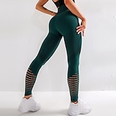 cheap Yoga Leggings &amp; Tights-Women&#039;s Running Tights Leggings Compression Pants Mesh High Waist Base Layer Sports &amp; Outdoor Athletic Winter Tummy Control Butt Lift Quick Dry Fitness Gym Workout Running Sportswear Activewear Solid