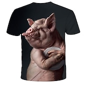  Per uomo Grafico Animale 3D Maiale Maglietta Magliette Divertenti Manica Corta maglietta Stampa 3D Girocollo Camicia Streetwear Esagerato Cool Quotidiano Vacanza Ferie Arcobaleno Abbigliamento Taglie