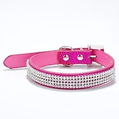 economico Collari, pettorine e guinzagli per cani-collare per cani regolabile / retrattile con strass in pelle pu viola rosso blu rosa nero per cane da ragazza