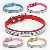 economico Collari, pettorine e guinzagli per cani-collare per cani regolabile / retrattile con strass in pelle pu viola rosso blu rosa nero per cane da ragazza