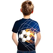 お買い得  男の子の3Dスポーツ＆ゲーム-男の子 3D カラーブロック サッカー Tシャツ 半袖 3Dプリント 夏 活発的 かわいいスタイル ストリートファッション ポリエステル レーヨン 子供 3〜12年 学校 アウトドア 日常