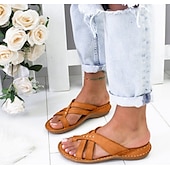 abordables Sandales Décontractées-sandales marron pour femmes avec bretelles croisées et détails de coutures pour l&#039;été et les tenues décontractées