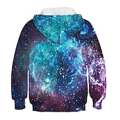 preiswerte Jungen 3D Vision &amp; Geometrie-Jungen 3D Galaxis Kapuzenshirt Langarm 3D-Druck Aktiv Basic kinderkleidung Schulanfang