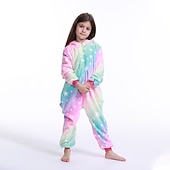 abordables Disfraz de Animal-Pijamas Kigurumi Disfraz de lujo Disfraz de mono Animal Unicornio Dibujos Cálido Confortable Niños Unisexo Niños y niñas Víspera de Todos los Santos Carnaval Fiesta Rendimiento Ropa de casa